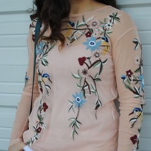 Zara Embroidered Mesh top